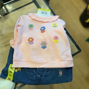 Little Me Pink Ruffled Floral Applique Top